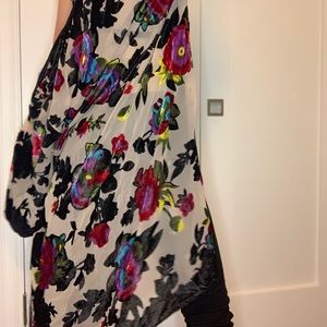 Burned Velour Floral Kimono Robe